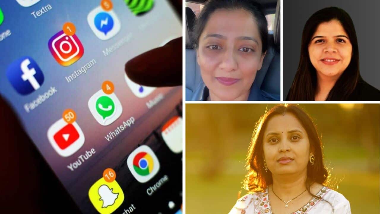 Credit: Pinkal Modi, Archita Modi, and Bhavika Unadkat, Social media apps, displayed on a phone screen (AAP)