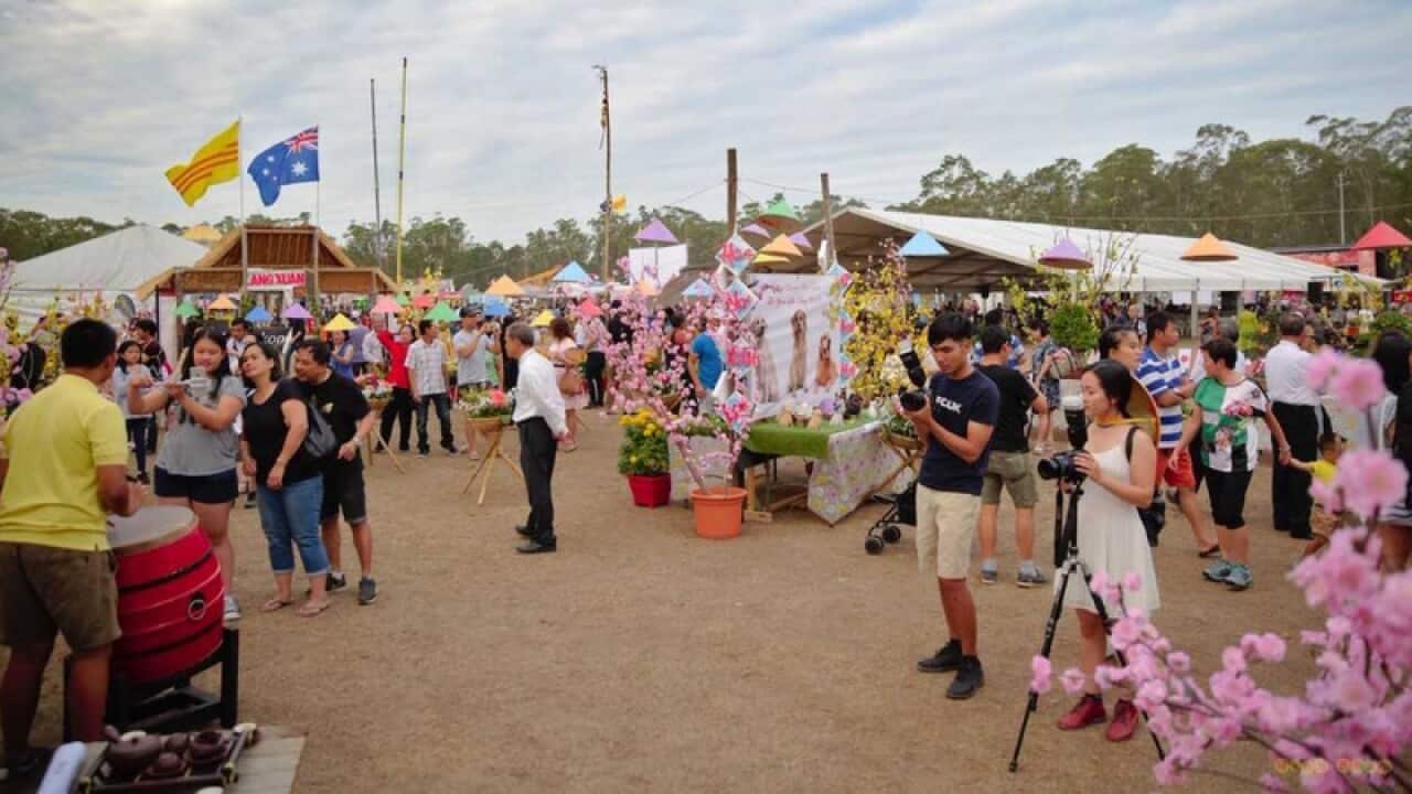 Một góc hội chợ Tết