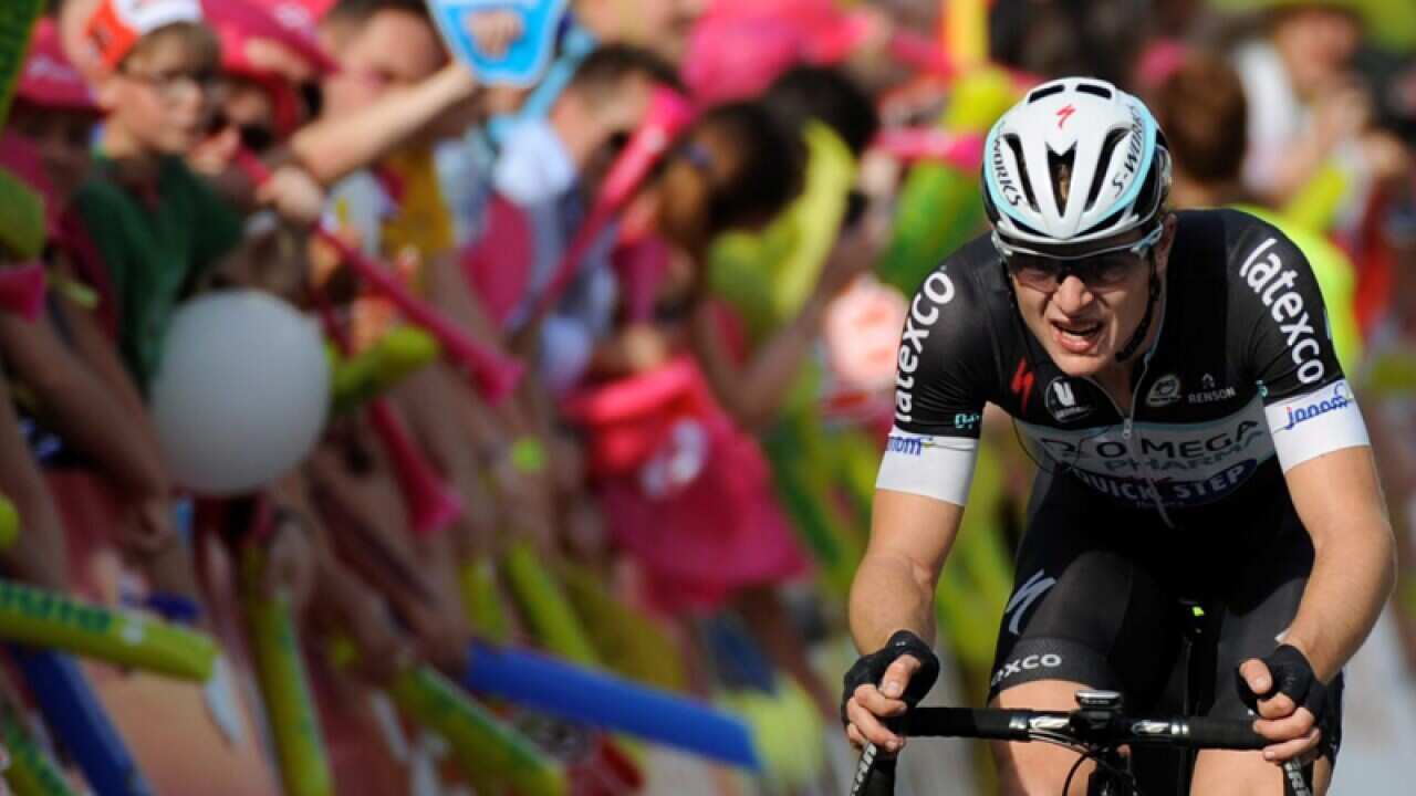 Omega Pharma-Quick Step team rider Peter Vakoc of the Czech Republic