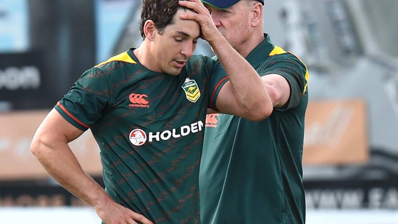Billy Slater with coach Tim Sheens