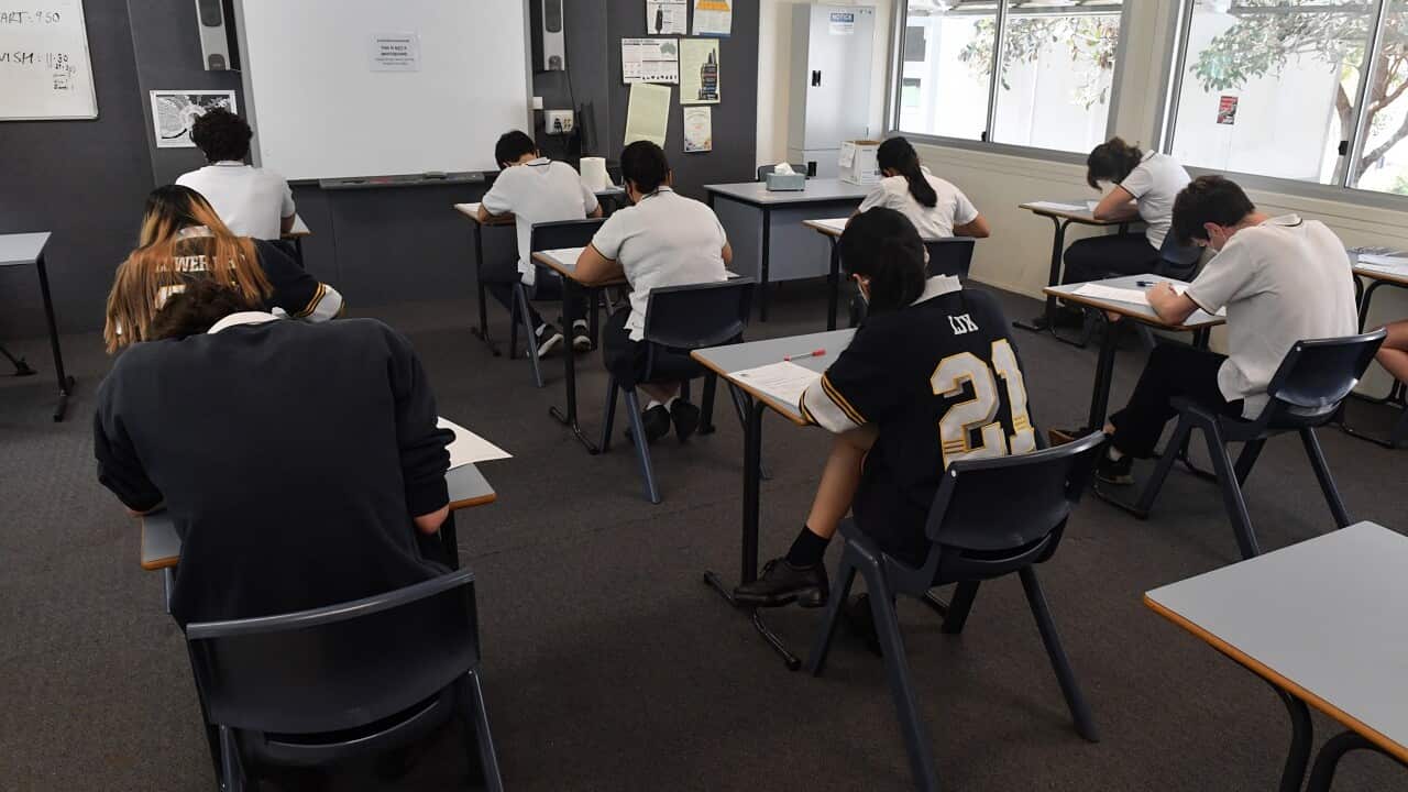 Year 12 students at Sydney Secondary College in Sydney, Tuesday, November 9, 2021.