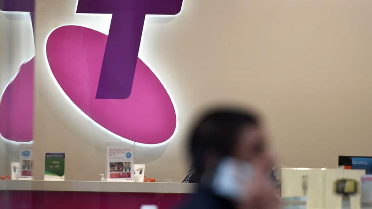 Signage at a Telstra store in Sydney