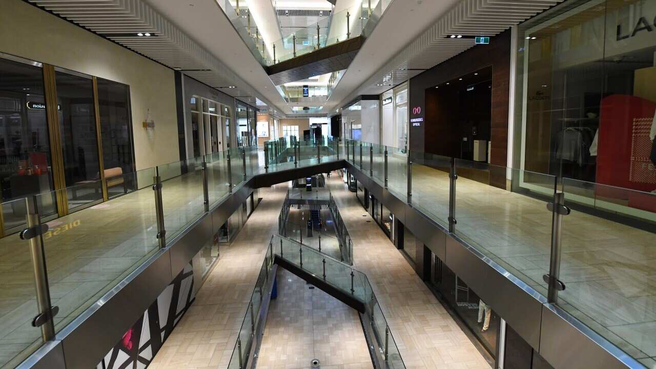 Deserted retail complex in Melbourne (AAP)