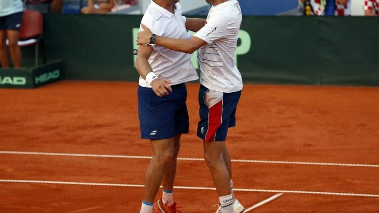 US aces Mike Bryan (R) and Ryan Harrison