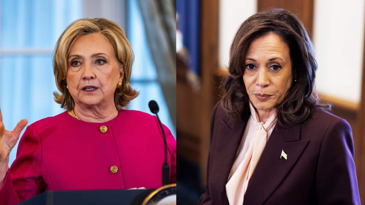 Donald Trump revokes security clearances for Kamala Harris and Hillary Clinton | SBS News