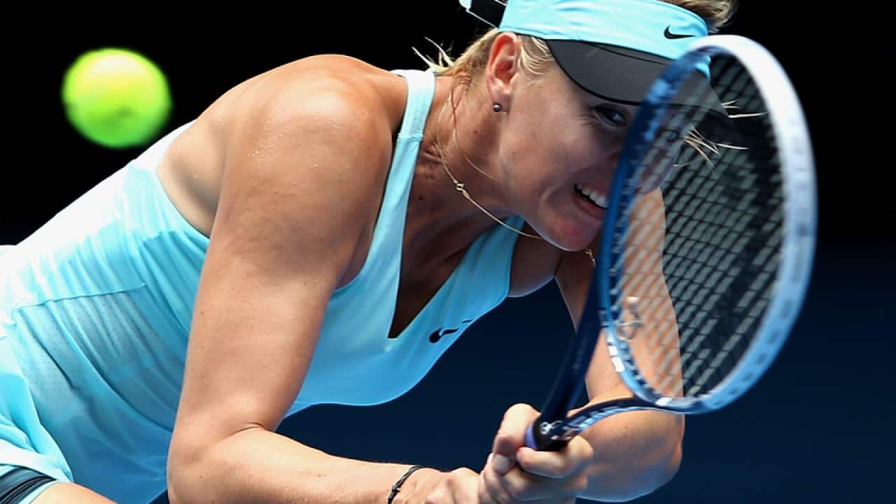 Maria Sharapova in action at the Australian Open