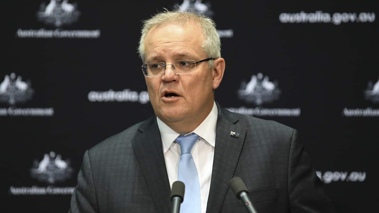 Australian Prime Minister Scott Morrison speaks to the media during a press conference at Parliament House in Canberra, Friday, August 7, 2020. (AAP Image/Lukas Coch) NO ARCHIVING