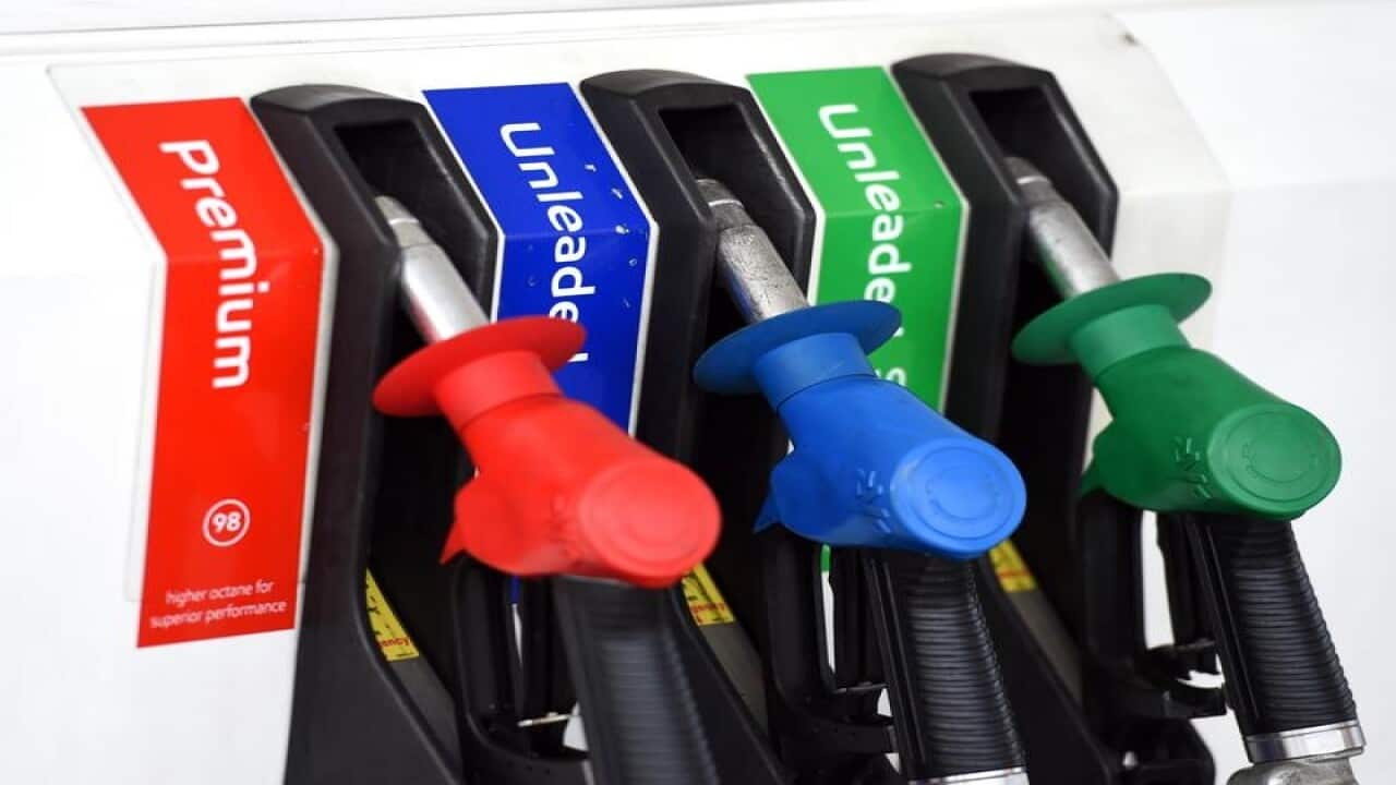 A petrol pump at a service station in Brisbane.