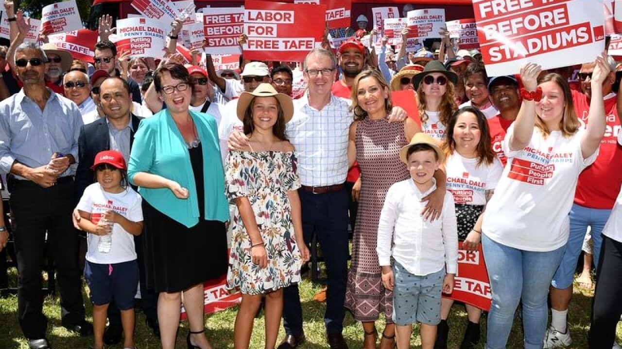 NSW opposition Leader Michael Daley with supporters