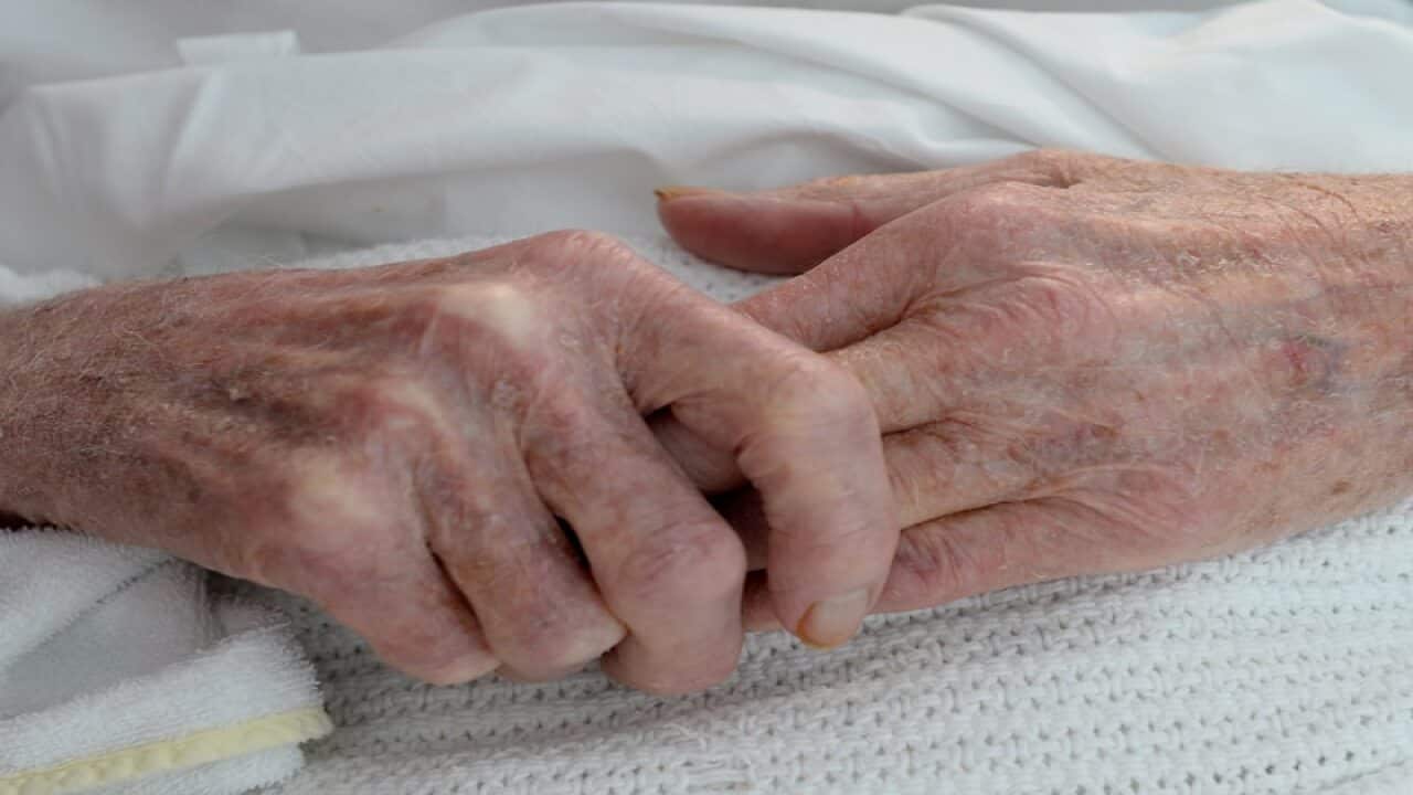 An elderly person in hospital
