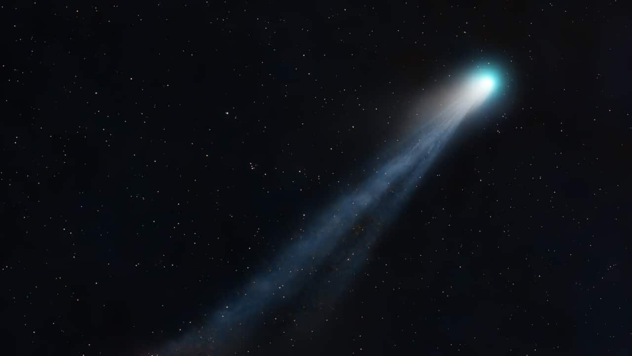 A comet in the night sky.