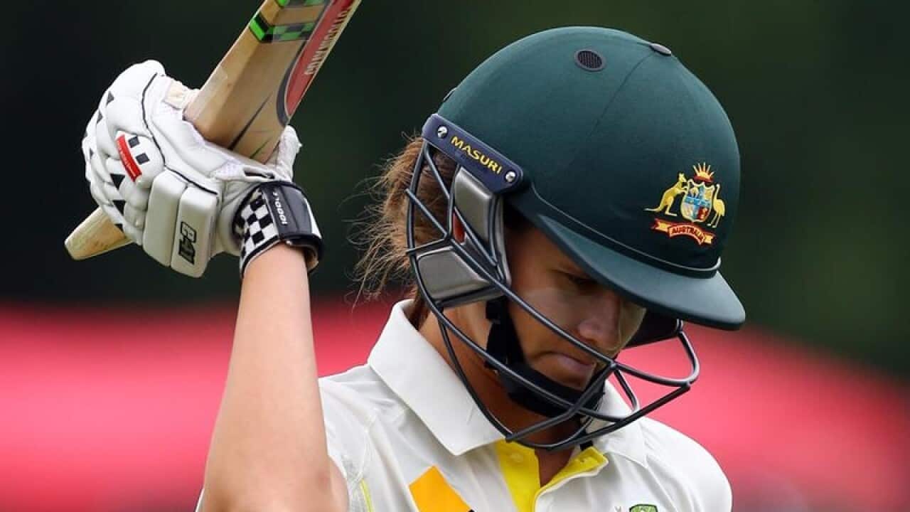 Australia's Jess Jonassen acknowledges the crowd