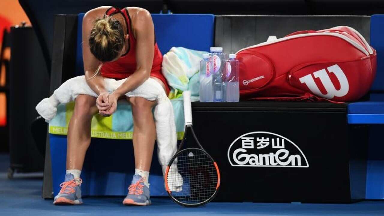 Simona Halep of Romania in action