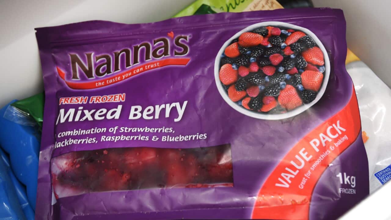 A packet of Nanna's brand mixed berries
