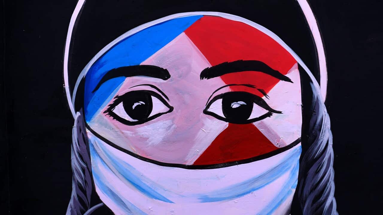 A coronavirus awareness painting in India