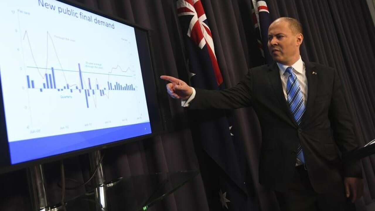 Treasurer Josh Frydenberg speaks during a press conference.