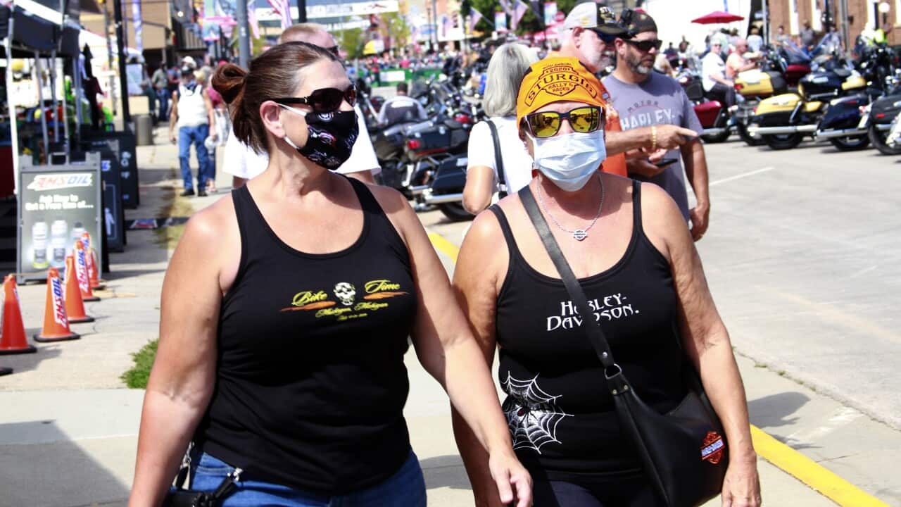Thousands of bikers rode through the streets for the opening day of the 80th annual Sturgis Motorcycle rally on 7 August. 