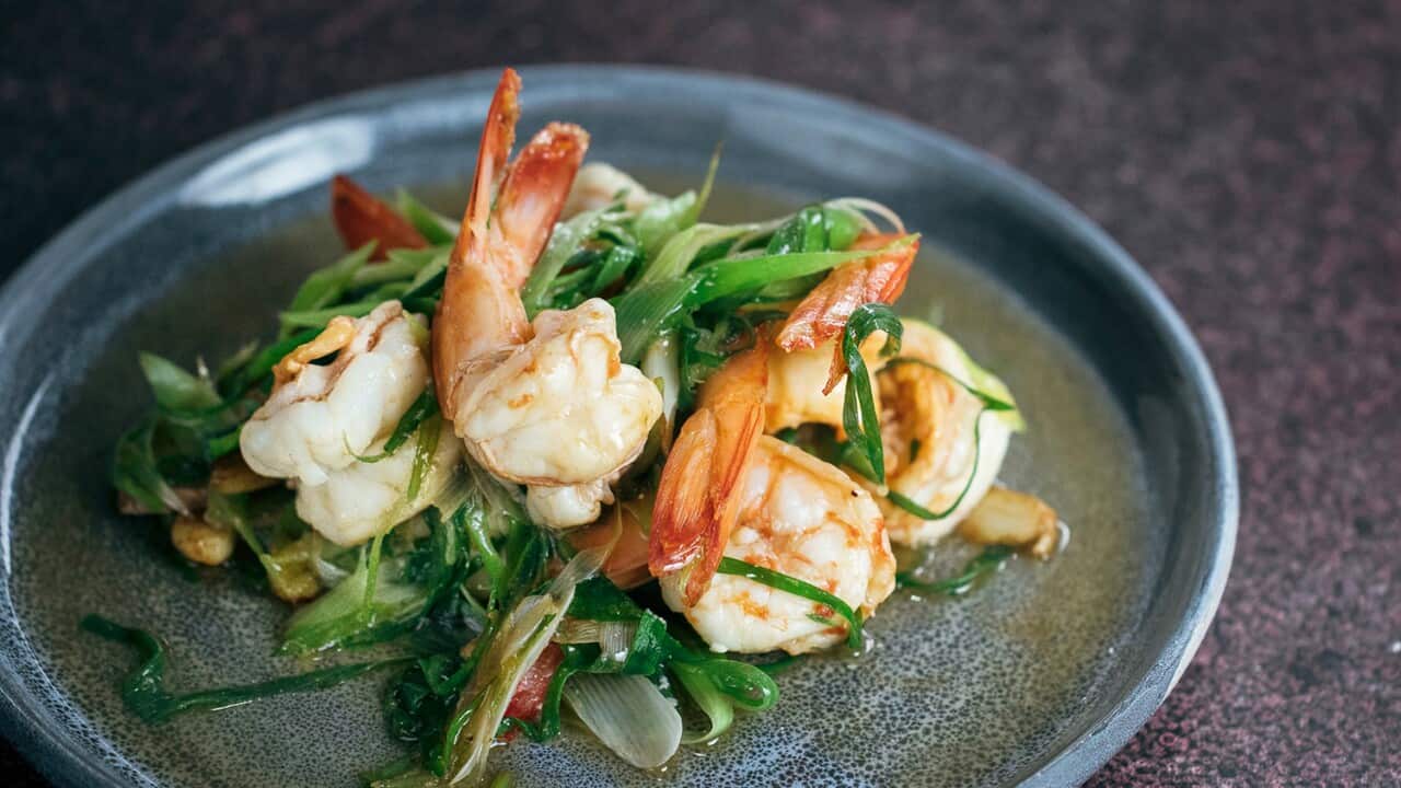 Stirfried prawns in prawn oil SBS The Cook Up with Adam Liaw