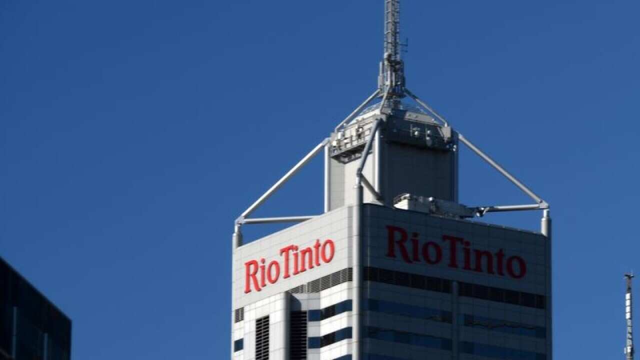 The logo of miner Rio Tinto is seen on an office tower