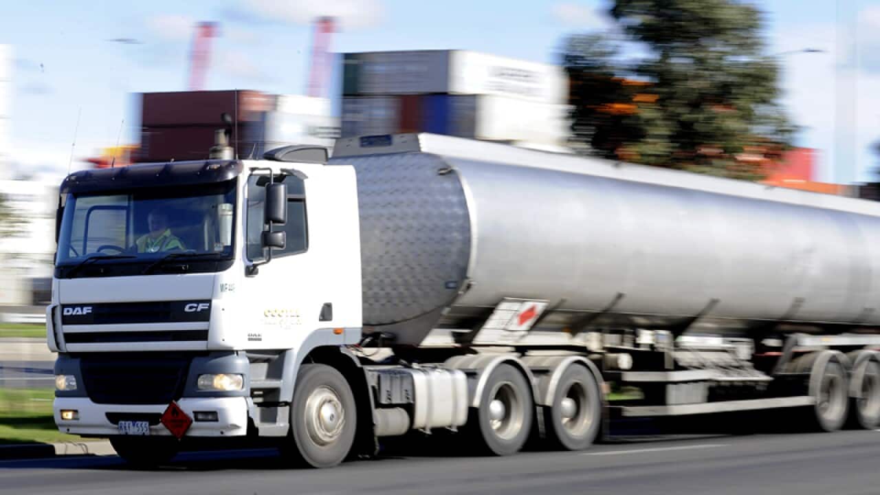 A truck driver in his truck
