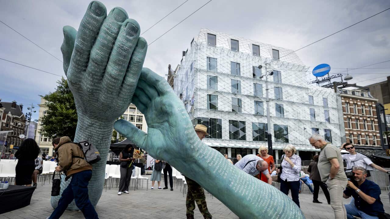 Unveiling of monument in honor of Peter R. de Vries in Amsterdam