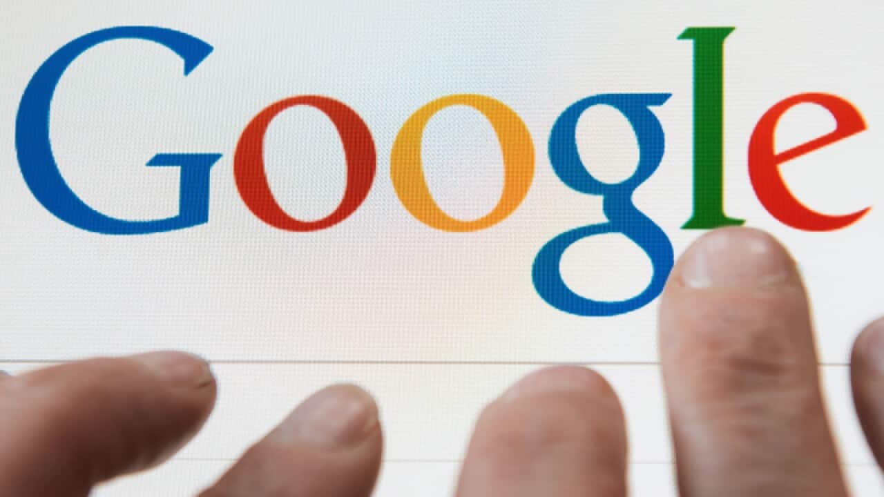 A person prepares to use the Google search engine