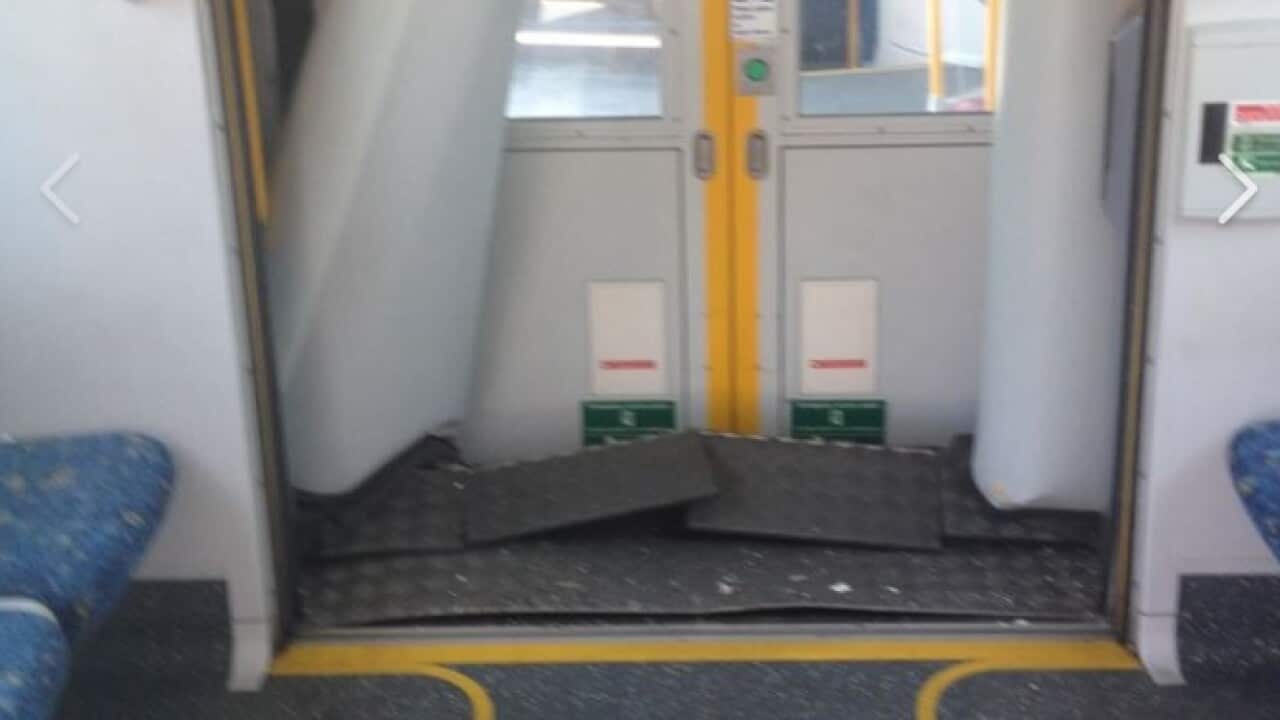 Damage to the inside of the train