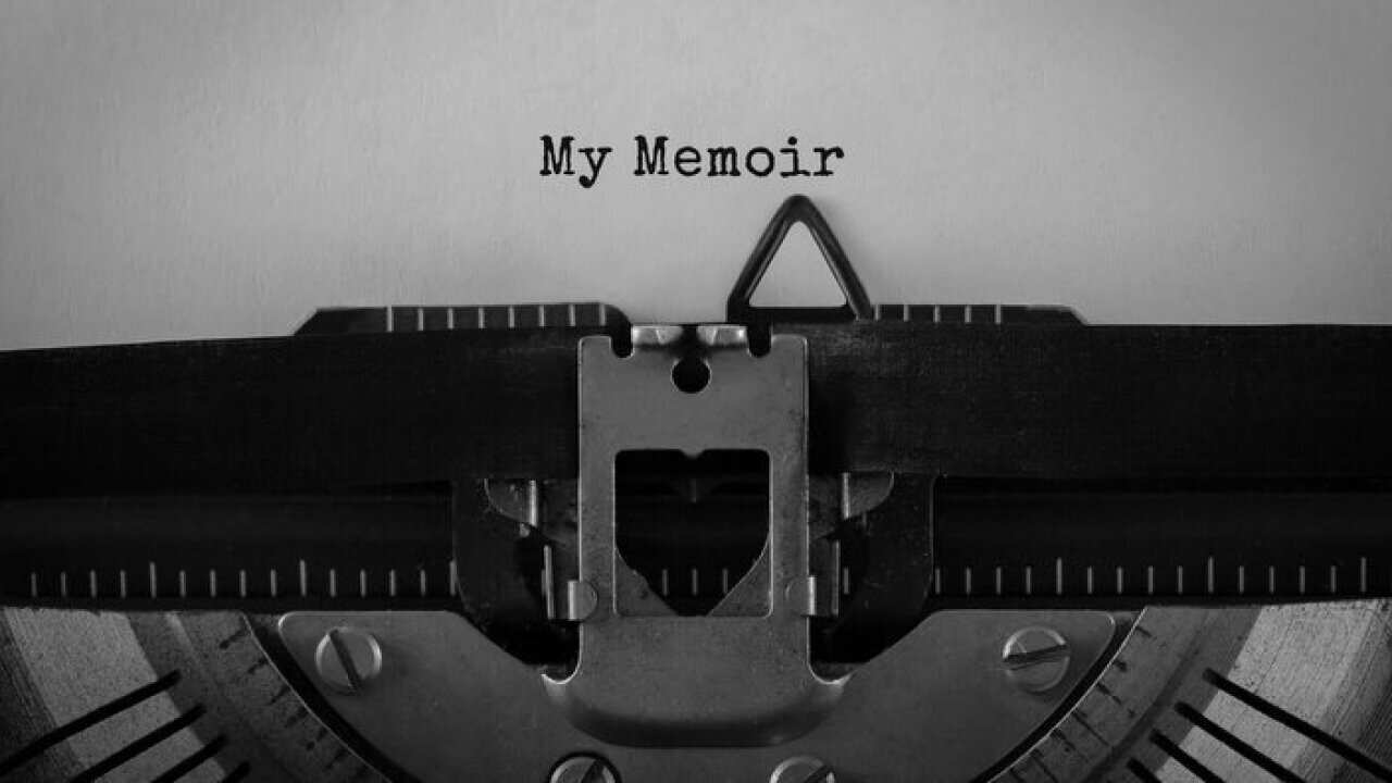Text My Memoir typed on retro typewriter