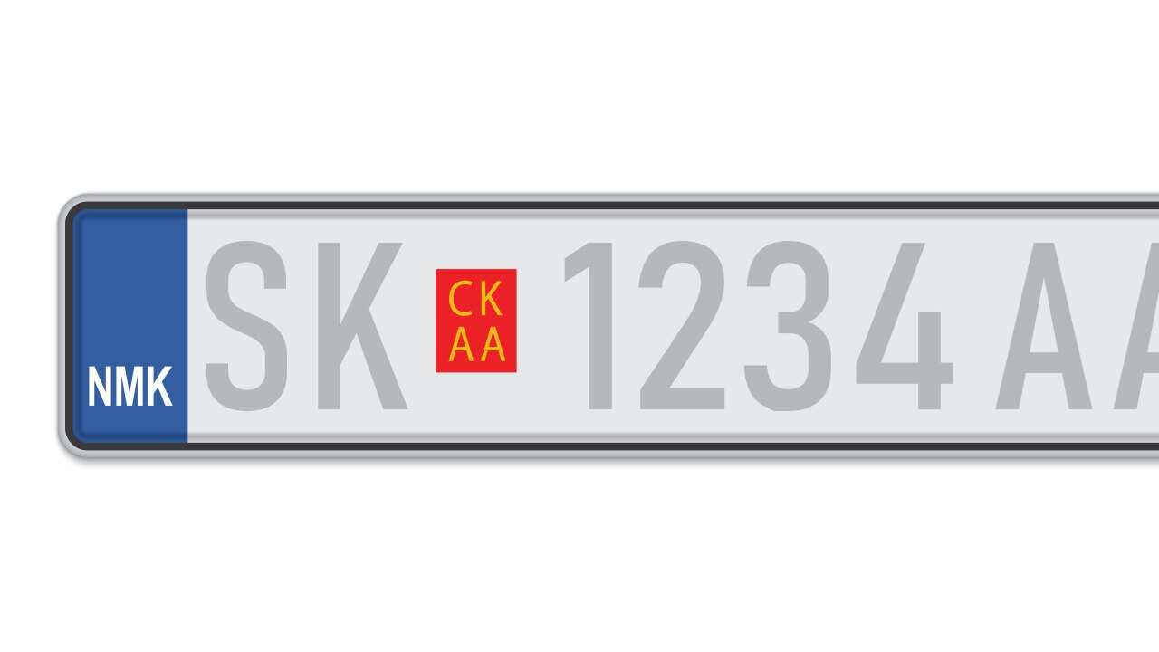 Car number plate. Vehicle registration license of North Macedonia
