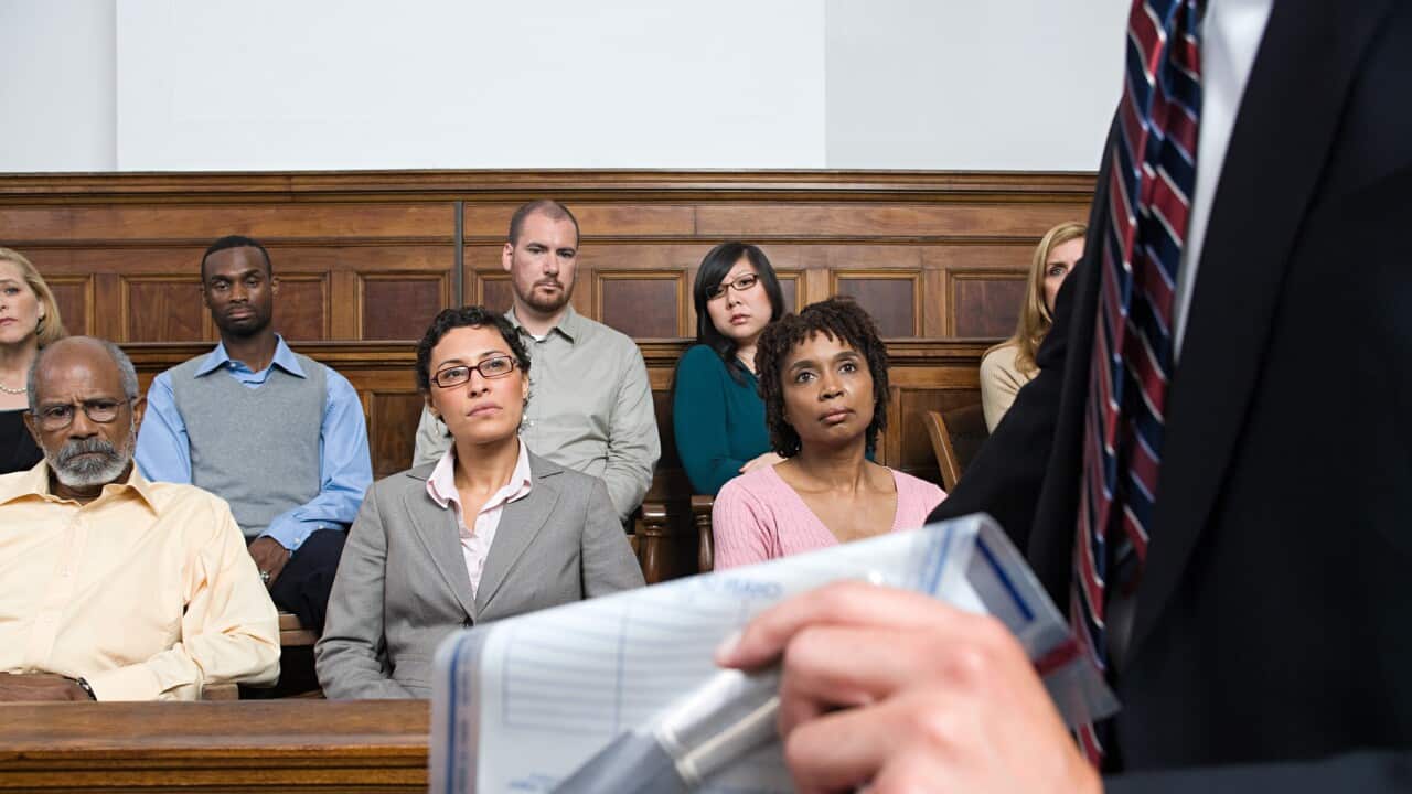 A lawyer and jury