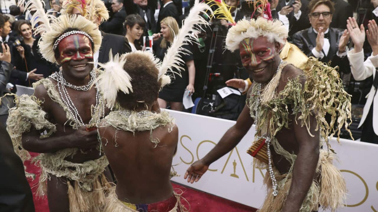 Members from the cast of "Tanna" arrive at the Oscars