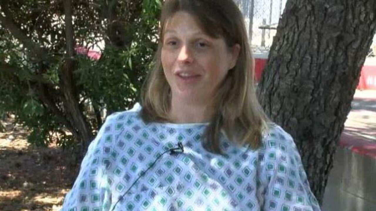 Amber Pangborn gave birth in the woods. (Screenshot)