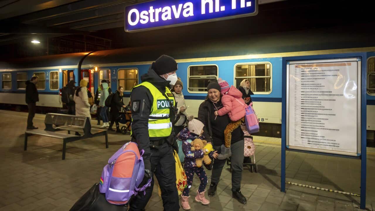On the night of March 2, 2022, another train with Ukrainian war refugees arrived in Ostrava, Czech Republic. They are fleeing the war in Ukraine, which was invaded by Russia. Photo/Petr Sznapka (CTK via AP Images)