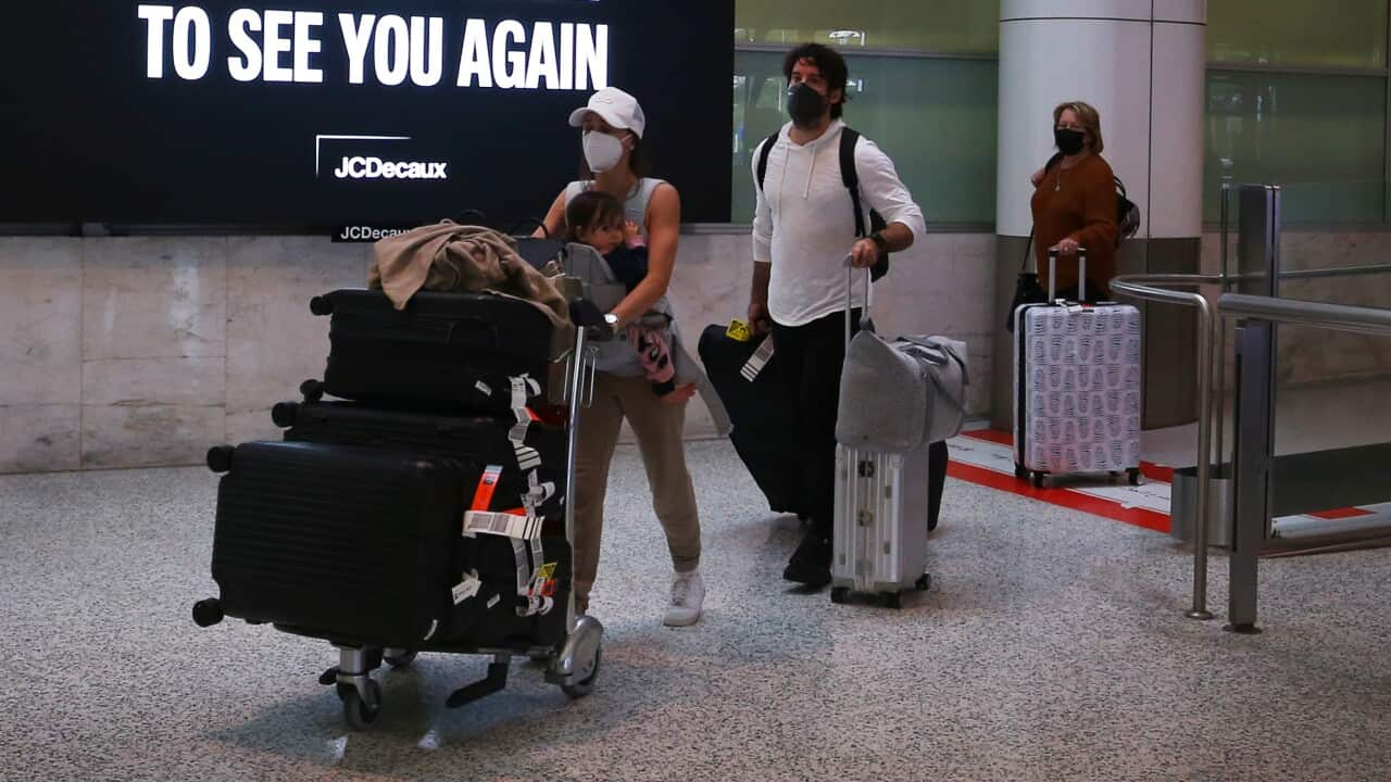 Passengers arriving at Sydney International Airport.