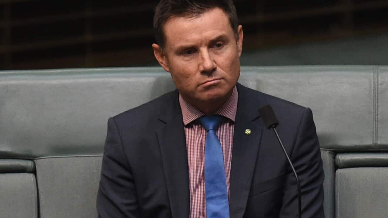 Federal Liberal MP Andrew Laming before being suspended during House of Representatives Question Time at Parliament House in Canberra, Wednesday, March 25, 2015. (AAP Image/Mick Tsikas)