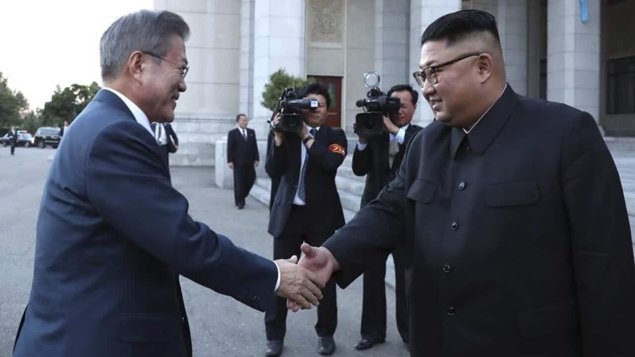 Moon Jae-in and Kim Jong-un