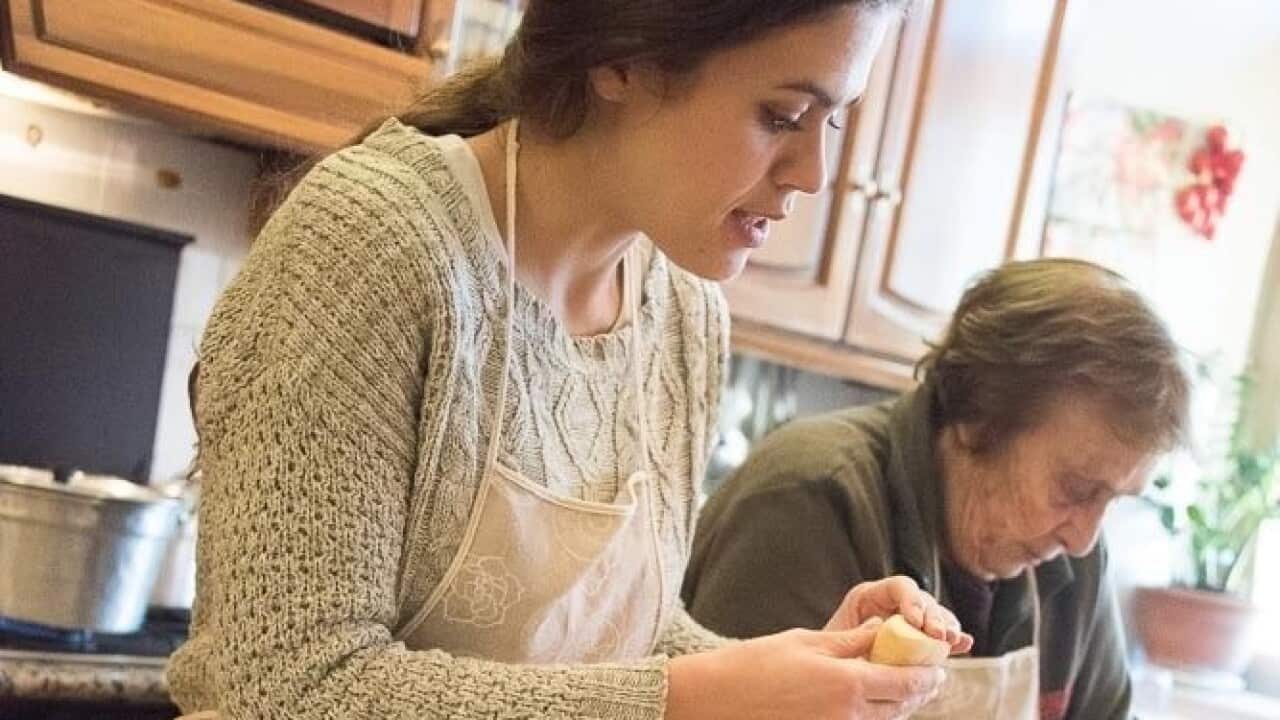 Chiara Nicola and her Nonna Nerina in the kitchen together