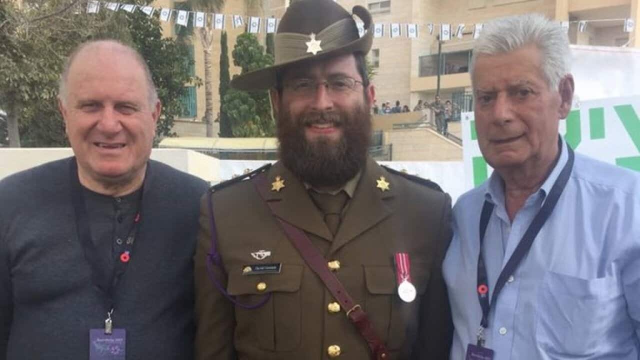 Rabbi Dovid Gutnick in Israel with Eitan Drori from SBS