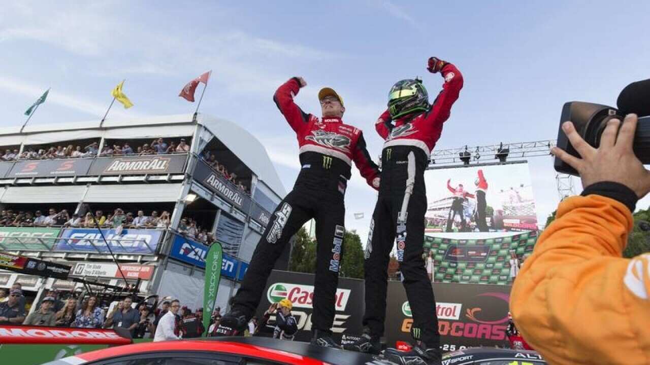 James Courtney celebrates his 2015 win
