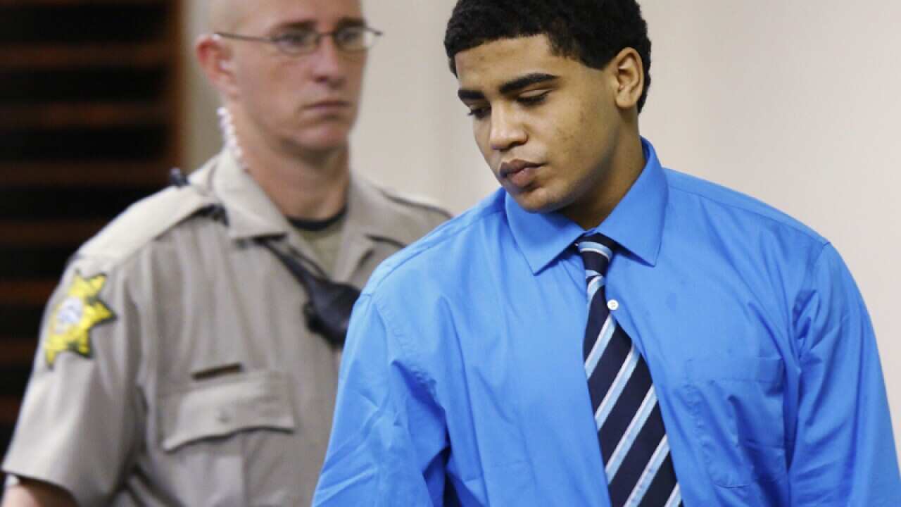 Chancey Luna is brought into court for his trail in Duncan