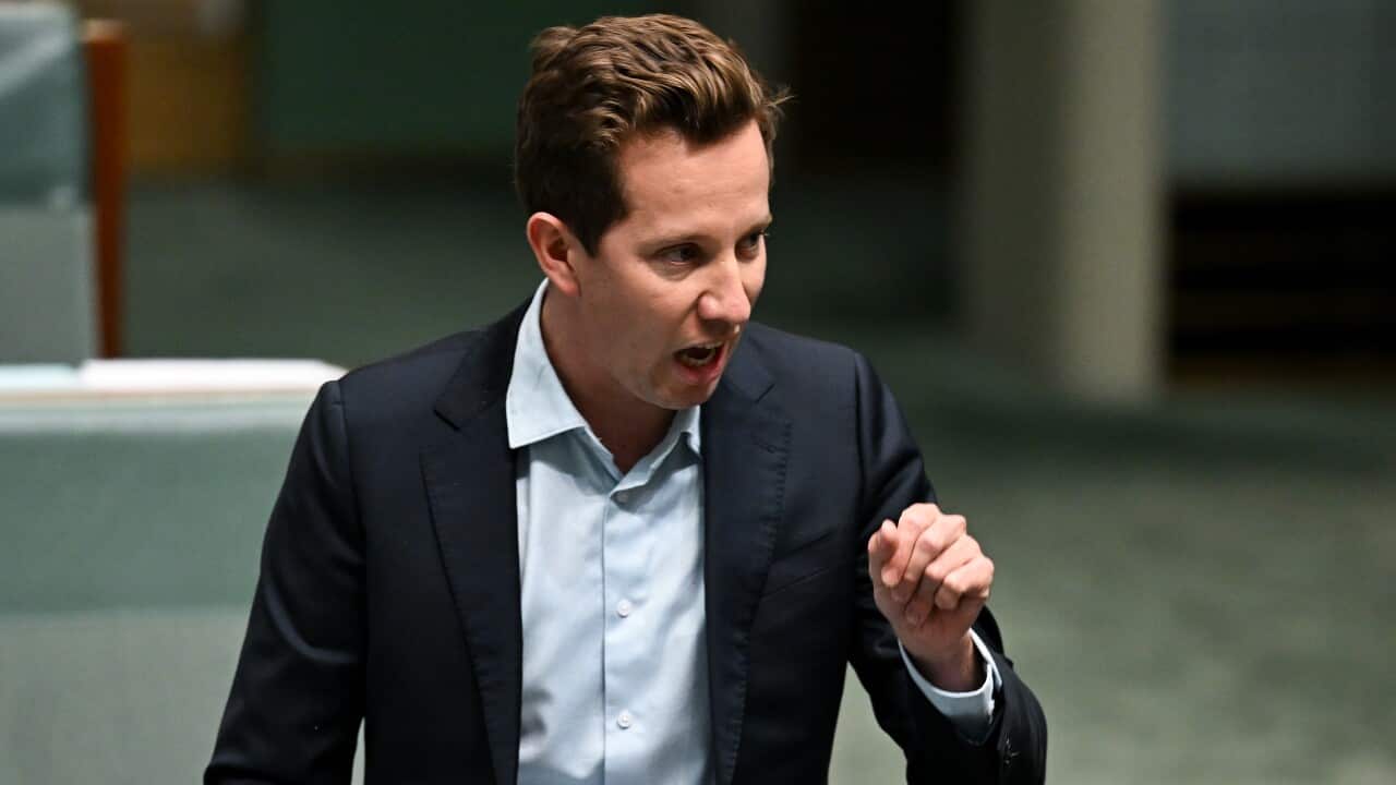 Australian Greens member for Griffith Max Chandler-Mather speaks in the House of Representatives at Parliament House in Canberra.