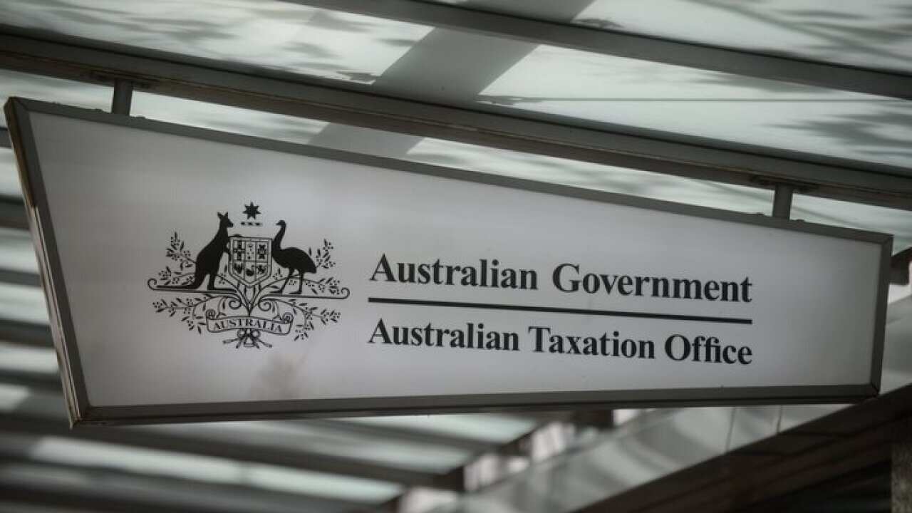 The sign of an Australian Taxation Office shopfront is seen in Canberra. (AAP Image/Lukas Coch) NO ARCHIVING