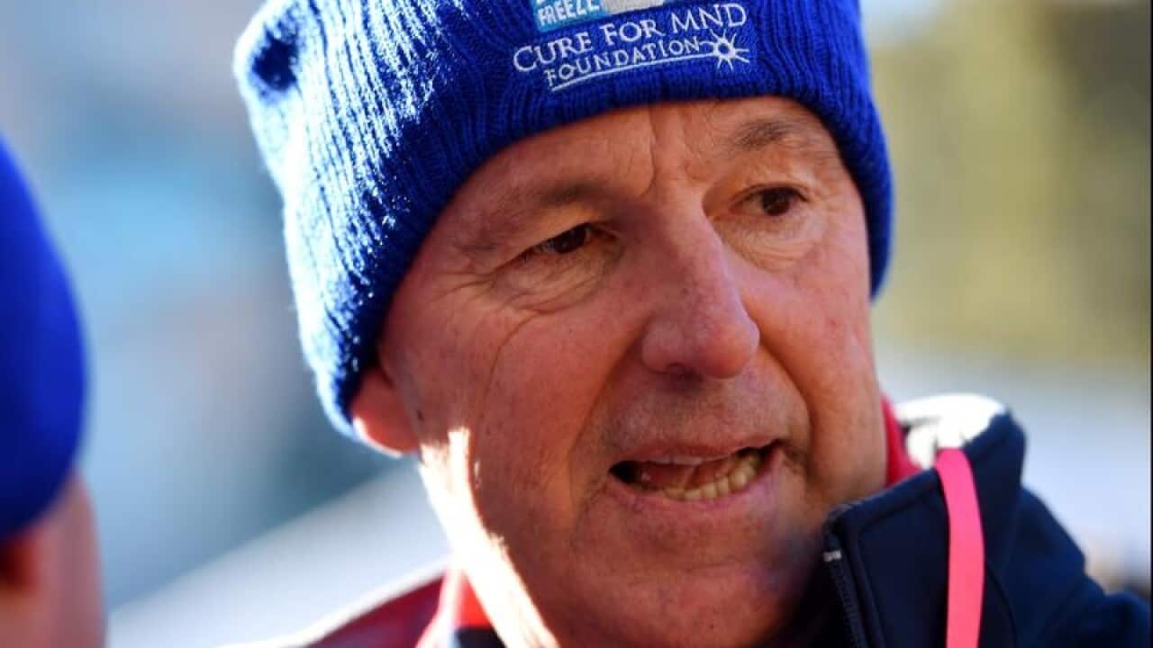Neale Daniher takes part in the Big Freeze.