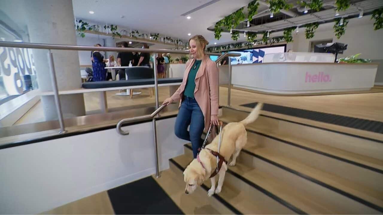 Liz Wheeler with guide dog Poppy