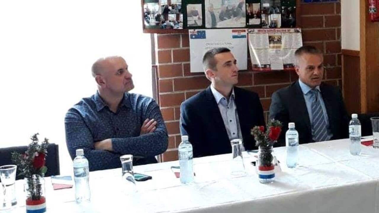 Ante Jurić (L), Vukovar mayor Ivan Penava (C) and Head of the State Office for Croats Abroad Zvonko Milas in Australia.