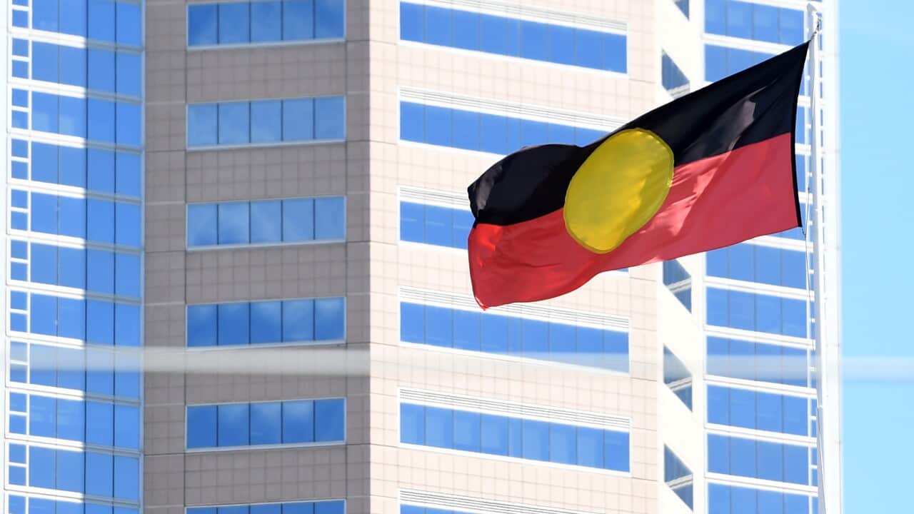 The Indigenous flag flies above Victorian Parliament in 2017