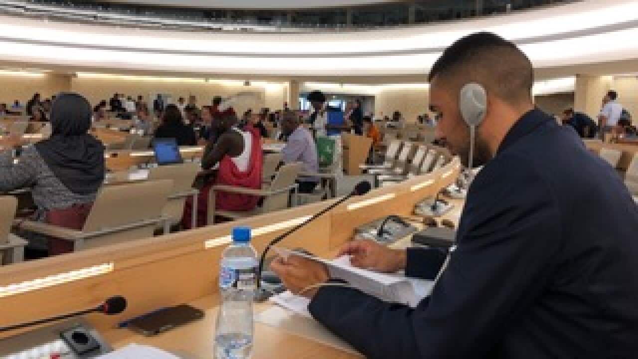Jack Collard on the first day of the 11th session of the UN’s Expert Mechanism on the Rights of Indigenous Peoples, 9-13 July 2018 in Geneva.