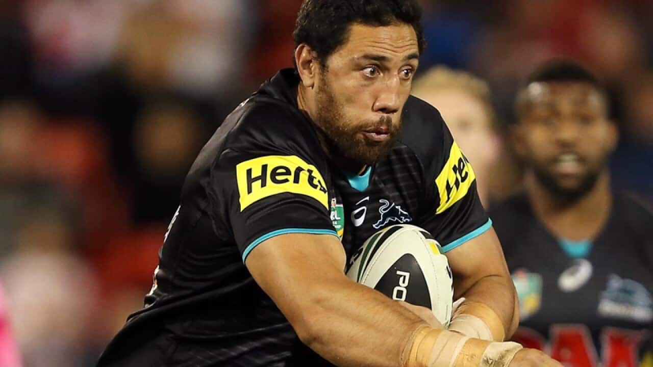 Penrith prop Brent Kite in action.