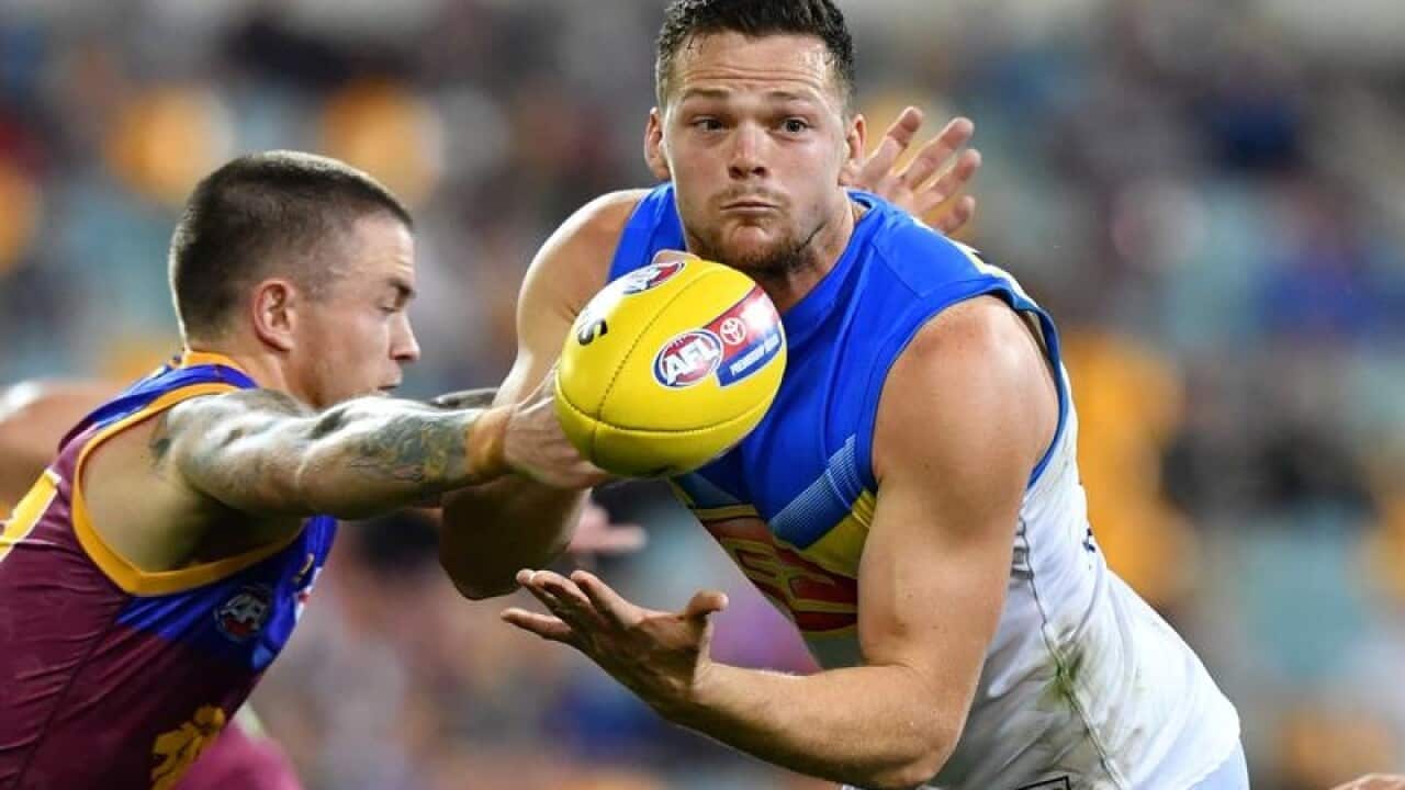 Steven May of the Suns during the round 21 AFL match.