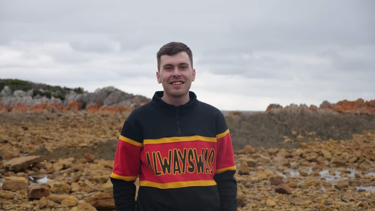 Tasmanian artist Caleb Nicholls-Mansell.